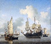 Willem Van de Velde The Younger Ships anchored offshore oil painting reproduction